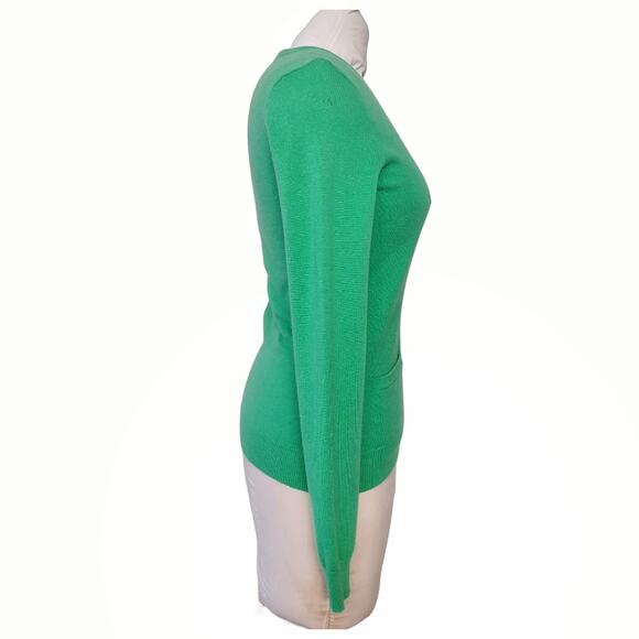 RALPH LAUREN Classic Cashmere Sweater Green Size S Preppy Basic V-Neck Cardigan - Picture 4 of 12